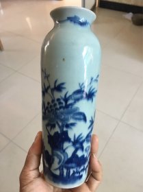 明代崇祯时期青花花鸟筒瓶