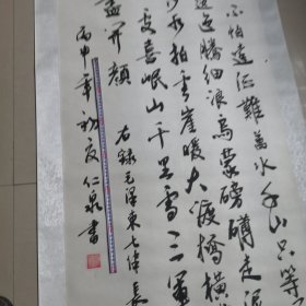 仁泉毛笔书法作品，毛笔真迹实拍图聊城市地方名人／03号装裱全长196厘米宽70厘米／聊城市卖旧书的收集