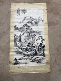 四川著名画家尧文藻的作品一副，长67厘米宽34厘米，有点虫蛀，卖8千元。