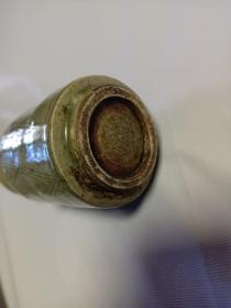 青釉筒瓶 高12公分  无残完整