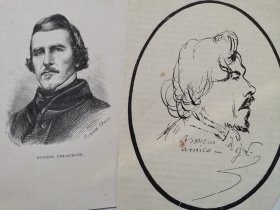 世界顶级画家 浪漫主义画派的典型代表 德拉克罗瓦（Eugene Delacroix） 1863年亲笔信 附早期版画资料一组 psa认证