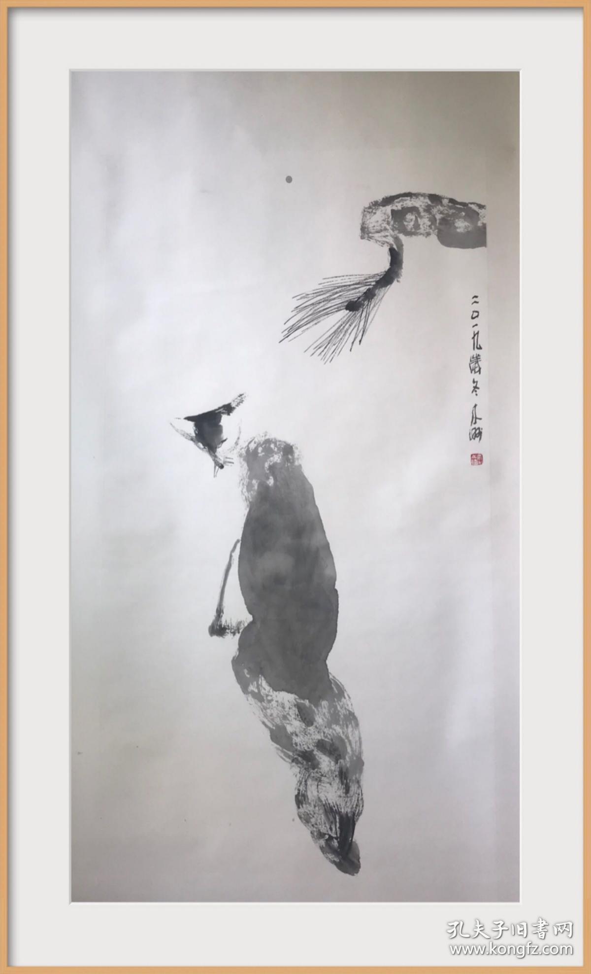 中美协会员崔来州四尺整卷轴收藏品。本店所有作品保真！