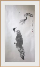 中美协会员崔来州四尺整卷轴收藏品。本店所有作品保真！