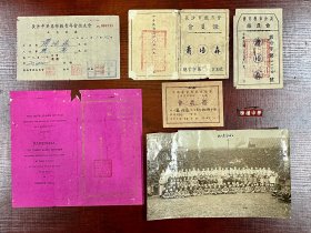 民国时期长沙雅礼中学肖培森的中华基督教教育会会员证及其它证书、照片、徽章等7件