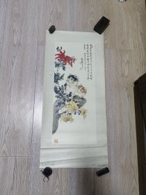 对开年画 双猫 孙菊生作 1980年人民美术出版社