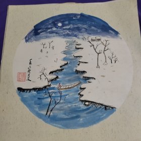 河流图国画山水画