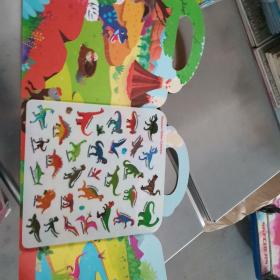 可点读First Sticker Book-Dinosaurs 原版进口手提果冻儿童贴纸书可反复 宝宝初学单词趣味认知