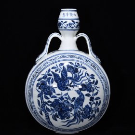 明宣德青花花鸟纹扁瓶尺寸33*23厘米