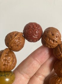 精品『瓦西料』纯色柿子红·圆珠/回纹珠