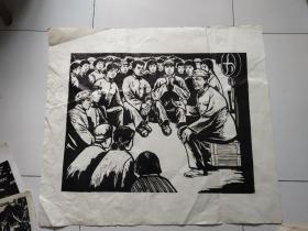 80年代原拓版画一组4张合售，其中有一张尺寸较大90×79厘米，实物拍摄品佳详见图