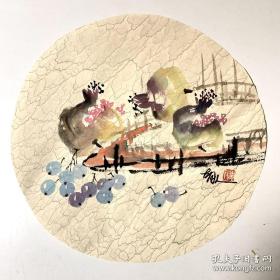 胡人国画团扇花鸟小品266