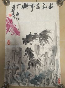 写意花鸟画国画水墨字画书画墨迹墨宝纯手绘作品纯条幅竖幅竖版单条单幅软片家和万事兴