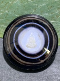 精品一线药师玛瑙手工雕刻无相佛板珠（背云）一颗。
