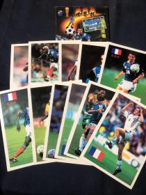 进军法国 法国队世界杯球星明信片一套 球星卡片 德塞利 易卜拉辛巴 图拉姆 卡雷姆布 杜加里 维埃拉 皮雷斯 德尚 德约卡夫 亨利 布兰克 齐达内 共12张