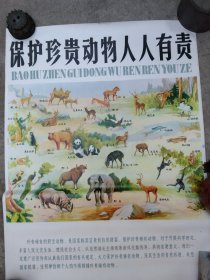 74年2开宣传画:保护珍贵动物人人有责，保真保老