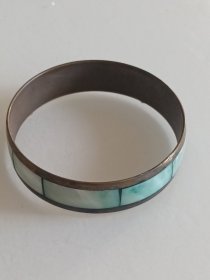 60年代镶嵌螺甸铜手镯7.1*6.7cm