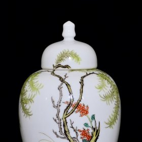 清乾隆粉彩虫草纹罐 24.5/13厘米