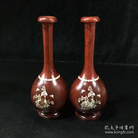 红木镶嵌螺钿花瓶