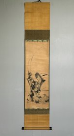 日本名家绘画：谷文晁《兰石图》（保真）