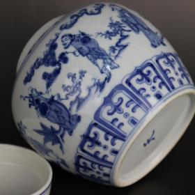 明青花八仙纹天字罐