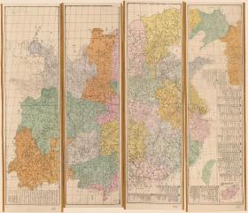 古地图1896 地方行政区图皇朝直省舆地全图。纸本大小149.84*129.42厘米。宣纸印刷品