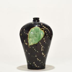 宋吉州窑木叶纹梅瓶 古玩古董古瓷器老货收藏