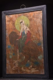 唐三彩～墙皮画【观音造像】 尺寸：宽68 高98厘米