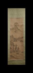 中林竹洞（1776―1853）青绿山水图 手绘 真迹 古笔南画 日本回流 挂轴 国画 文人画