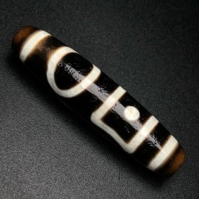 古董古玩，藏区回流老料高油包浆异形【天地天珠】