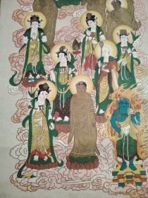 （8）立轴老画，彩色印刷，原装旧裱，尺寸96X37