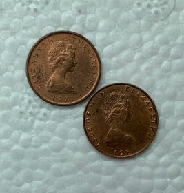 马恩岛1971首发1981独年1/2便士 自然氧化 铜 17mm 按图发货