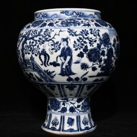 元青花高足罐，36.5*32厘米