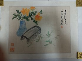 孔小瑜 手绘手工旧裱镜片。画心净尺寸45乘34.5厘米。买家自鉴，只包手绘，图物一致，售后 不退（麻烦）