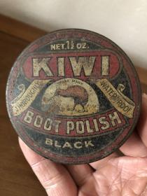 古董铁盒 民国新西兰鸟牌鞋油铁盒 kiwi 老铁盒