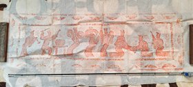 汉代画像石击鼓乐舞图拓片 ​ ​墨拓部分133+45厘米 ​价500 ​孤品旧藏