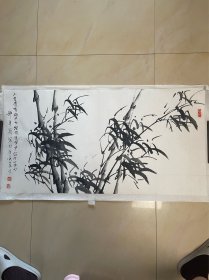 郭秀兰写意墨竹图水墨国画字画作品横幅纯手绘