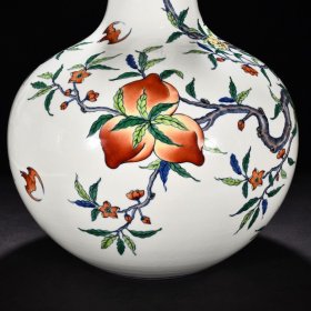 旧藏 清雍正斗彩五福捧寿福寿纹天球瓶 高52.5厘米 宽33厘米