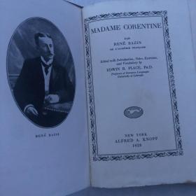 法语原版书：《Madame Corenine 》法国外省生活小说家勒内·巴赞勒内·巴赞，Bazin, René，1853～1932 作品其作品以简练而优美的风格表现了对大自然、朴素的美德和劳动，特别是田间劳动的热爱达妮埃尔·萨勒纳弗受其影响巨大。