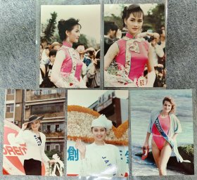 1988年 國際佳樂小姐攝影大賽（台灣、挪威、日本等）共5張 原版老照片非翻拍