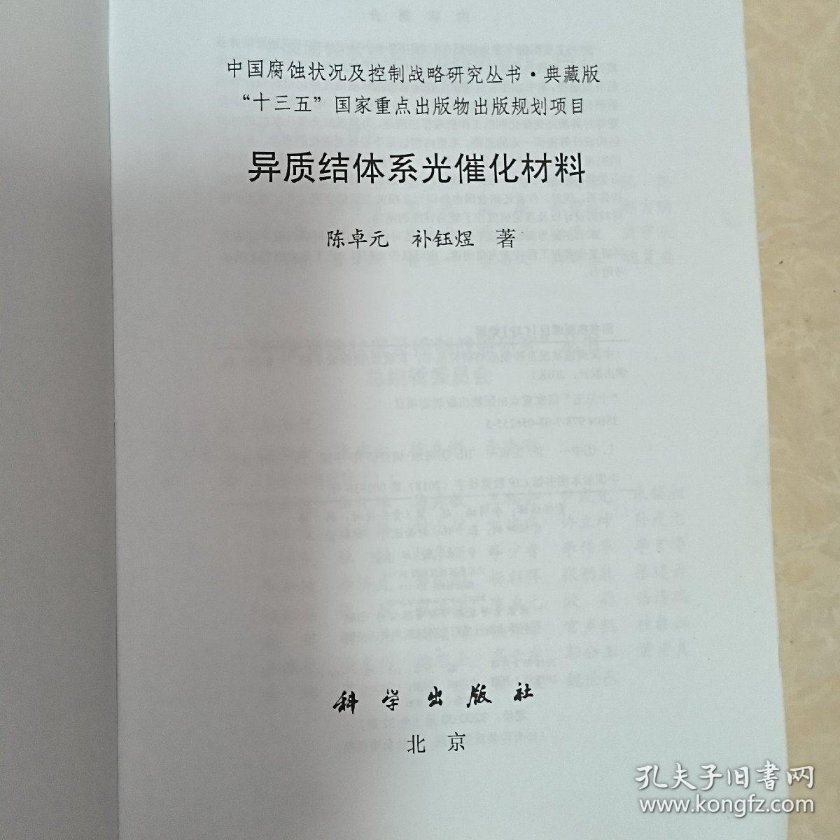 中国腐蚀状况及控制战略研究丛书：异质结体系光催化材料