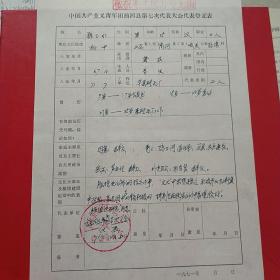 1971年12月5日，中国共产主义青年团商河县第七次代表大会代表登记表8（11-2）（生日票据，手写资料，历史资料，档案材料）