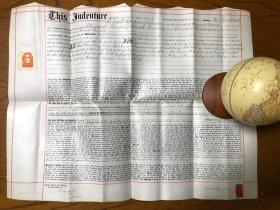 1894年3月28日 英文羊皮纸租赁契约 住宅花园 保存非常好 过渡期 制式文件半手写办印刷 少见 62*47厘米