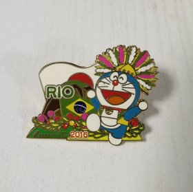 里约奥运会日媒朝日新闻机器猫纪念徽章（保真）