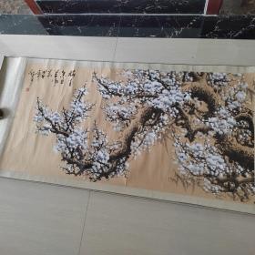 书画作品  四尺横幅  白梅图  画芯120*60cm