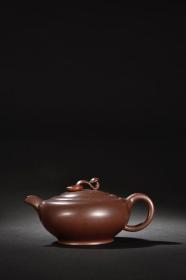 旧藏 紫砂如意钮茶壶。