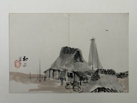 日本名家绘画：中川和堂《田舍幽居图》（册页、保真）