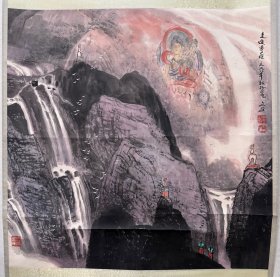 王文芳 斗方走进香巴拉立轴