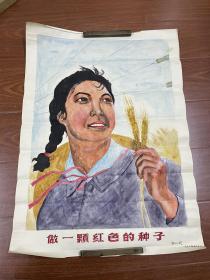 1967年手绘宣传画，做一颗红色的种子，67*45，徐仁武