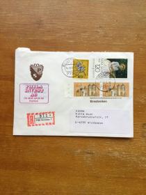 西德实寄信封一枚。1980年由康斯坦茨寄往威斯巴登的海恩先生收。很漂亮精美。实图发货。