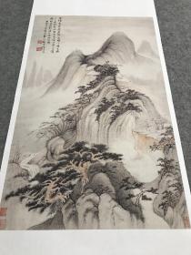 梅清 山水图。纸本大小47.53*77.98厘米。宣纸原色仿真。宣纸复制品